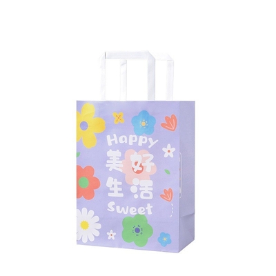 acheter Fait sur commande personnalisé a imprimé les sacs de transporteur blancs de papier d'emballage avec les poignées plates online manufacture