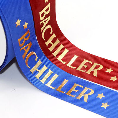 Acheter Custom Grosgrain Ribbon with Gold Foil Logo | Personalized Polyester Ribbon for Packaging fabrication en ligne