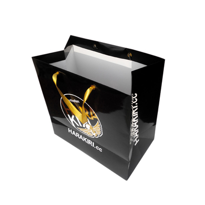 acheter Logo noir de feuille d'or de corde de Tote Bags With Satin Ribbon d'euro de papier imprimé par coutume online manufacture