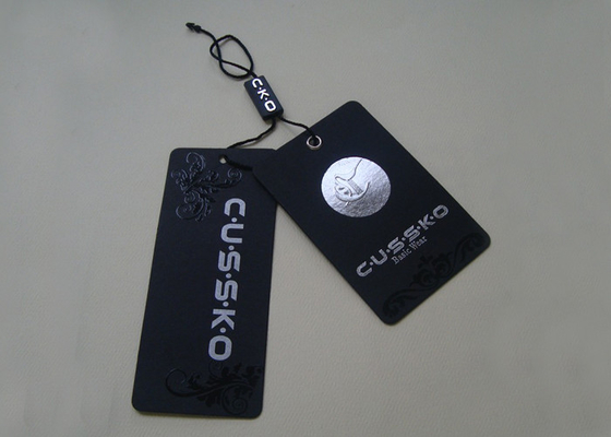 acheter Logo de revêtement UV imprimé d'aluminium argenté de Hang Tags For Clothing Line d'étiquette en plastique de papier de joint online manufacture