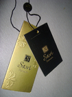Custom Luxury Paper Hang Tags For Clothing Brand Emboss Silver Foil Logo Plastic Tags