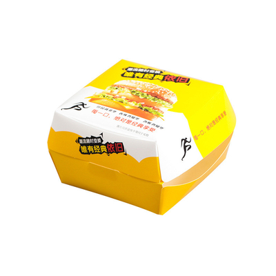Un bon prix. L'hamburger de papier imprimé fait sur commande enferme dans une boîte le fabricant en gros de empaquetage en ligne