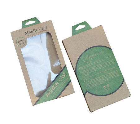 Boîte écologique imprimée de papier de Brown emballage avec le trou de cintre pour le cas mobile