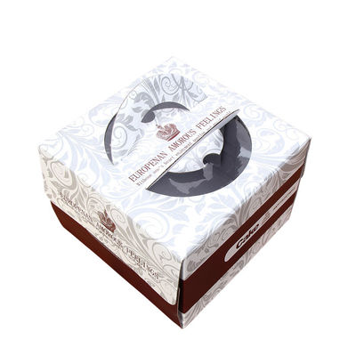 Le gâteau de luxe fait sur commande de carton ondulé enferme dans une boîte l'impression en gros avec la poignée