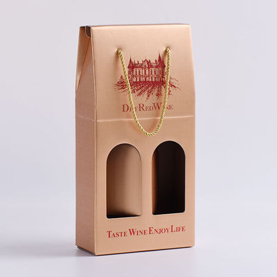 Boîtes de empaquetage de papier ondulées imprimées de transporteur pour deux bouteilles de vin rouge