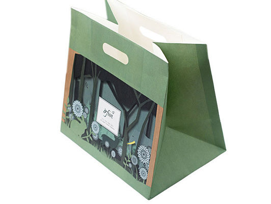 Sacs de papier colorés imprimés faits sur commande de déjeuner avec l'usine de découpage de poignées