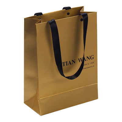 Un bon prix. Les montres faites sur commande à extrémité élevé de papier d'or met en sac la corde Logo Printing de ruban de satin en ligne