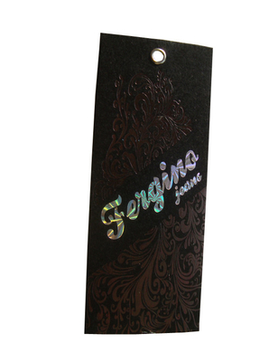 Un bon prix. L'oscillation faite sur commande personnalisée de papier de noir de costume étiquette le logo olographe de Debossed en ligne