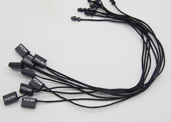 Un bon prix. Ficelle simple d'extrémité d'aluminium d'étiquettes du fabriquant en plastique blanches faites sur commande de Logo Black Plastic Tags Small en ligne