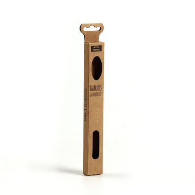 Boîte d'emballage en papier kraft respectueux de l'environnement avec fenêtre et onglet suspendu Boîtes d'affichage de vente au détail imprimées sur mesure pour brosse à dents en bambou, outils de beauté et petits accessoires