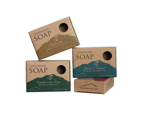 Un bon prix. La coutume a imprimé de petites boîtes de savon de papier de Brown emballage empaquetant avec la fenêtre en ligne