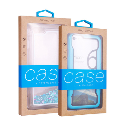 Un bon prix. Emballage de boîtes de fenêtre de papier de Brown emballage avec le trou de cintre pour le cas de téléphone en ligne
