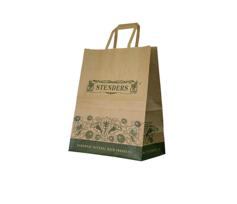Un bon prix. Le déjeuner imprimé de papier de Brown emballage met en sac l'emballage avec le fournisseur de papier plat de poignée en ligne