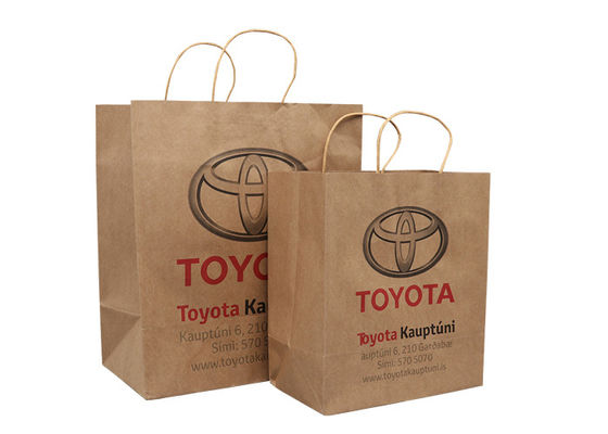 Sacs à provisions qui respecte l'environnement faits sur commande de papier de Brown emballage avec Logo Printing Supplier