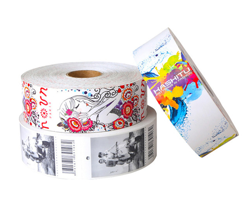 Un bon prix. Étiquettes faites sur commande qui respecte l'environnement et labels d'oscillation d'habillement de papier de petit pain imprimant des fabricants en ligne